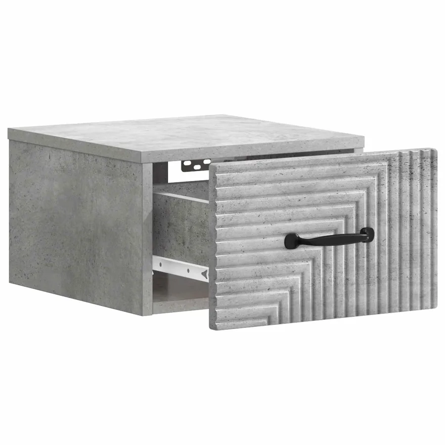 Cabinet de chevet mural Gris béton 34,5 x 33 x 20 cm - 4