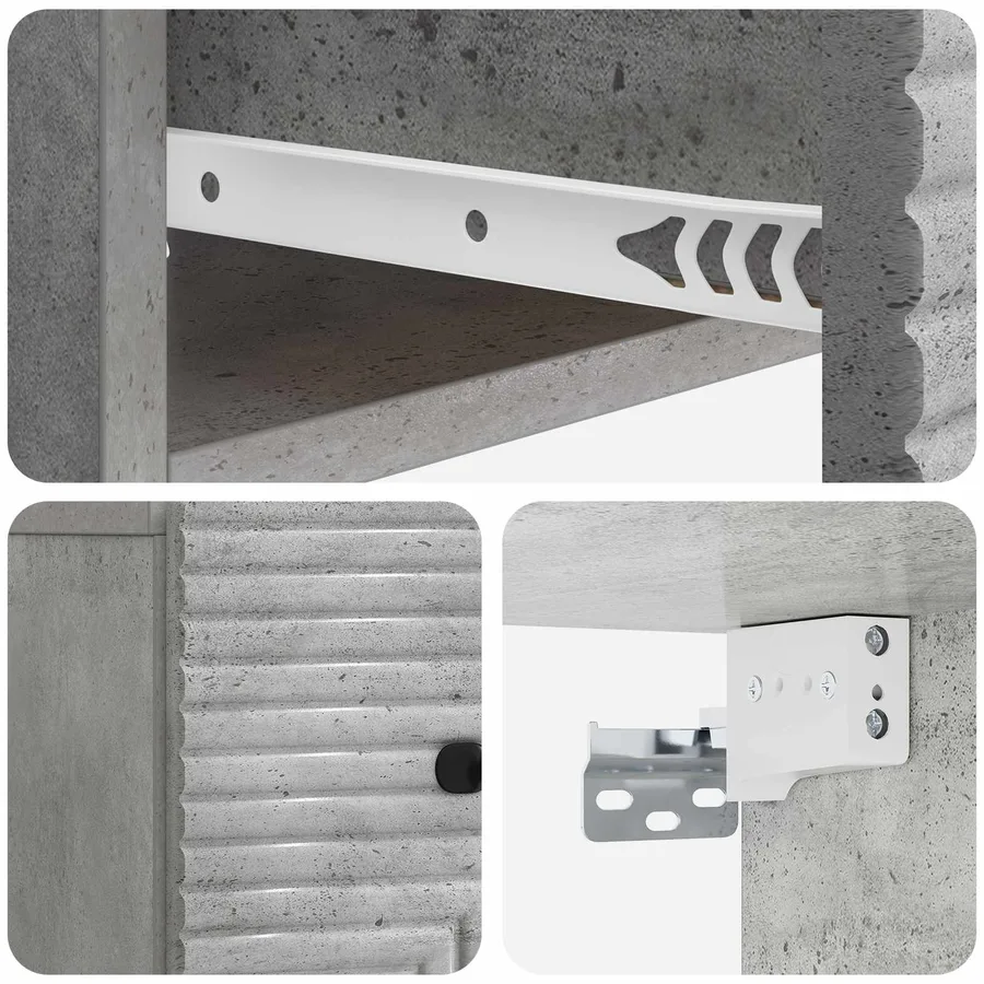 Cabinet de chevet mural Gris béton 34,5 x 33 x 20 cm - 8