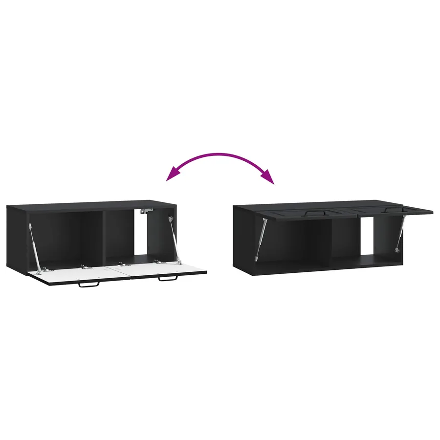 Meuble TV mural Noir 78,5 x 31 x 30 cm Bois d'ingénierie - 8