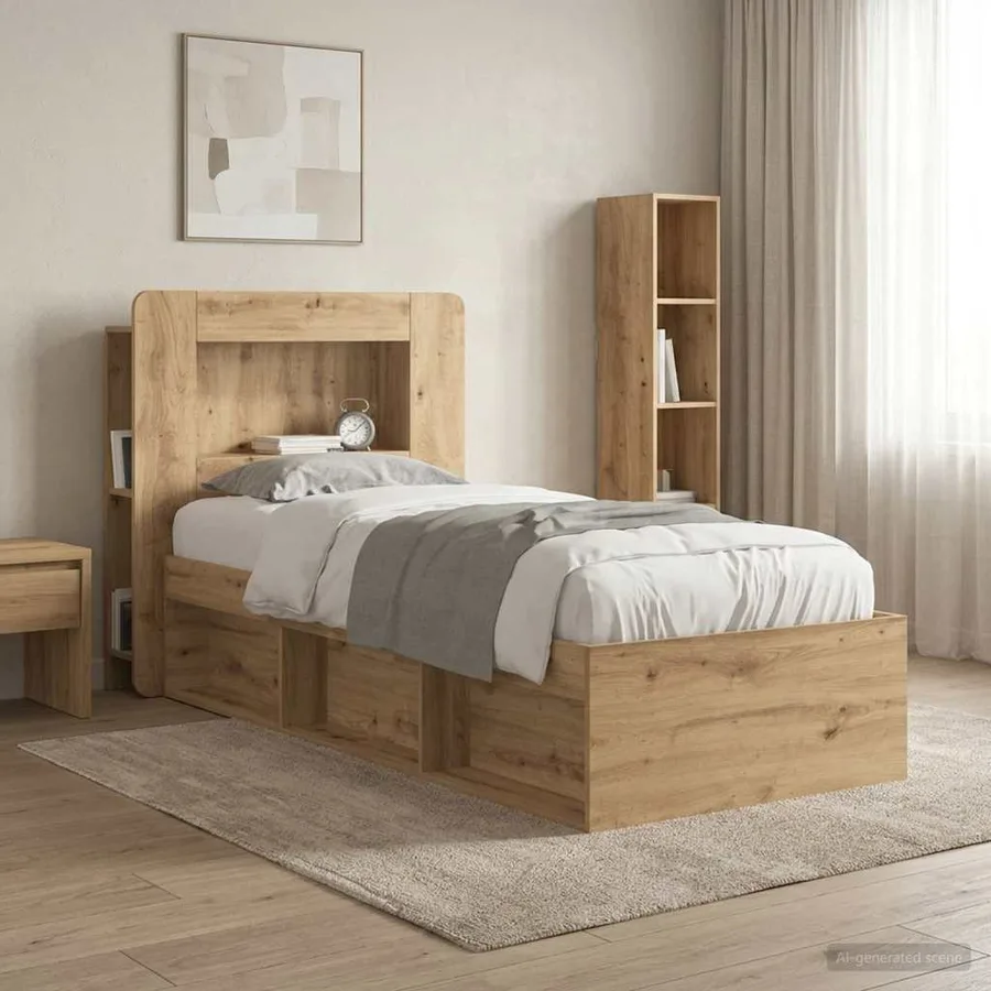 Cabinet de Tête de Lit Chêne artisanal 80 cm Bois d’ingénierie - 4