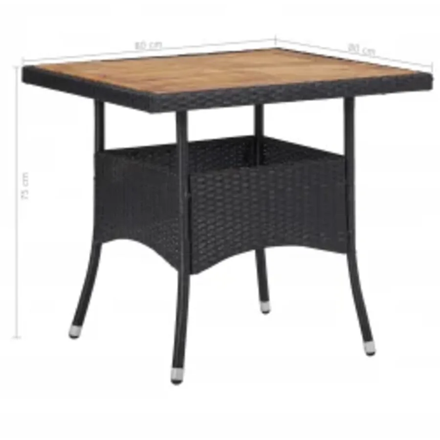 Ensemble à manger de jardin 5 pcs Noir Résine tressée et acacia - 11