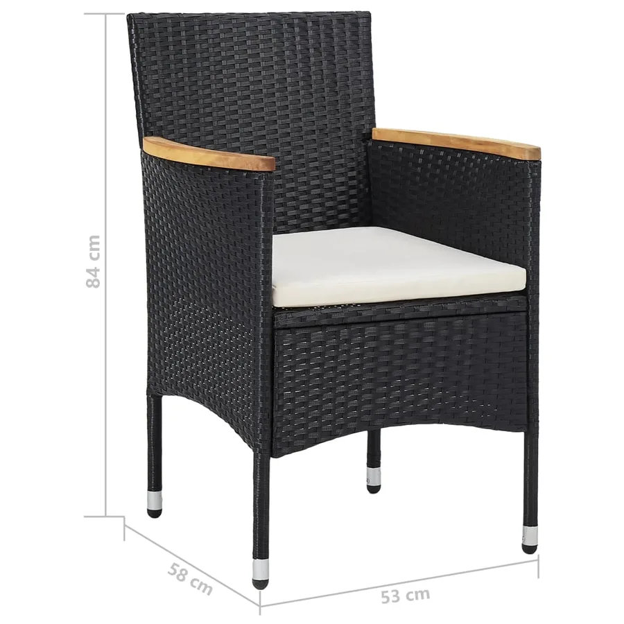 Ensemble à manger de jardin 5 pcs Noir Résine tressée et acacia - 12