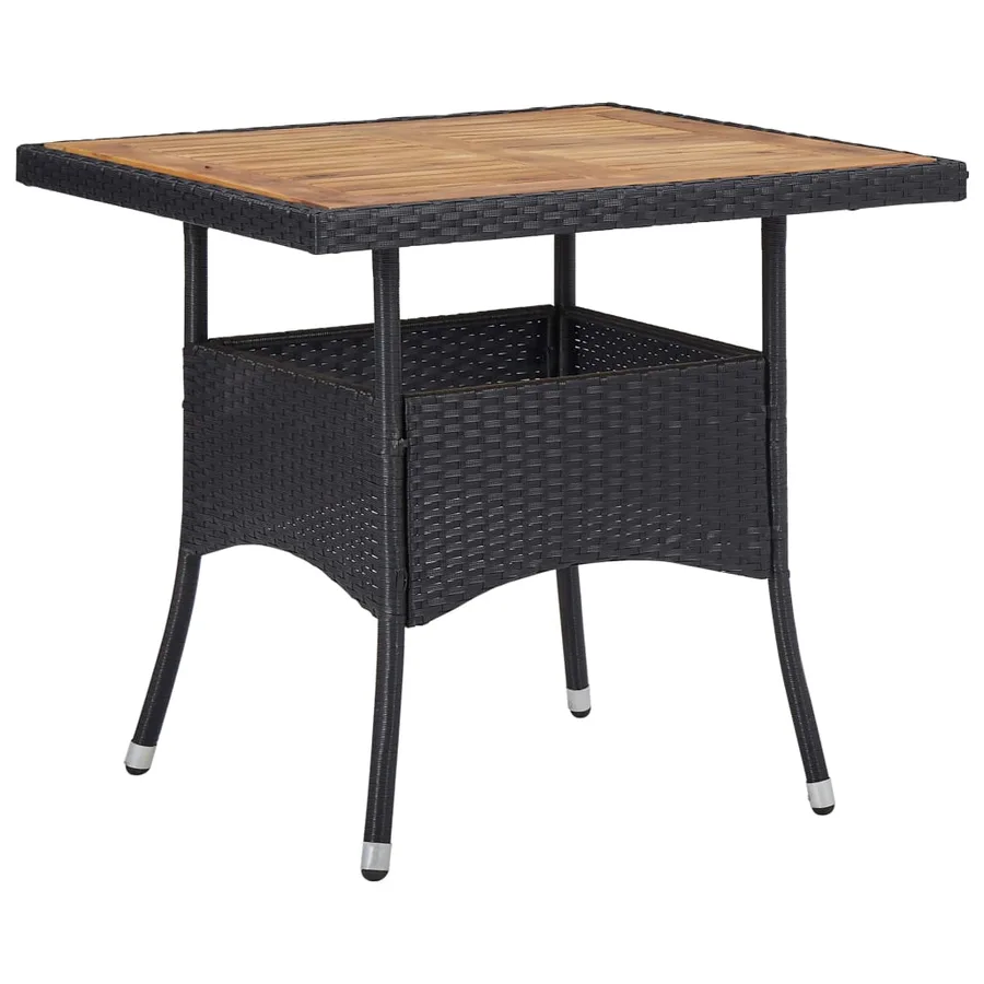 Ensemble à manger de jardin 5 pcs Noir Résine tressée et acacia - 2