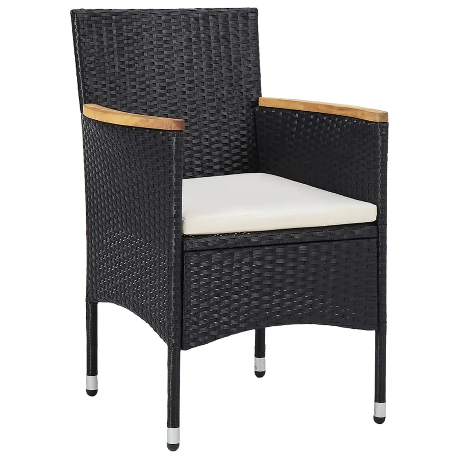 Ensemble à manger de jardin 5 pcs Noir Résine tressée et acacia - 6