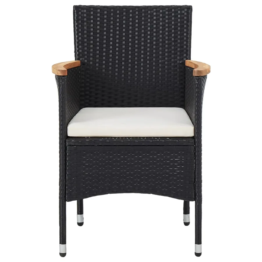 Ensemble à manger de jardin 5 pcs Noir Résine tressée et acacia - 7