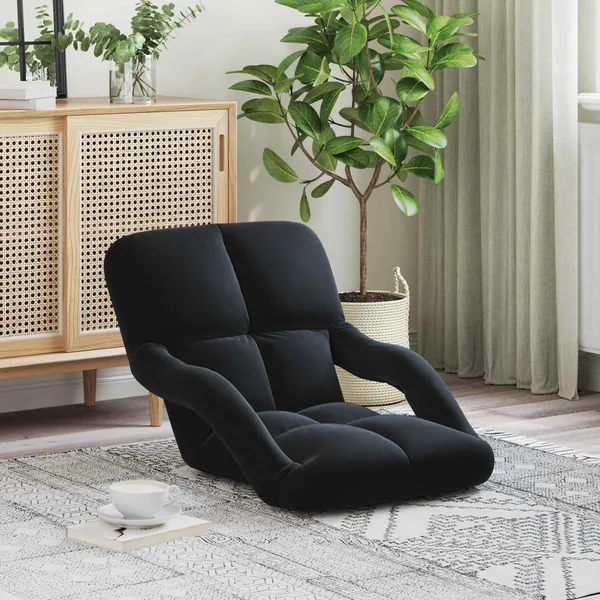 Fauteuil de sol ajustable Noir Velours