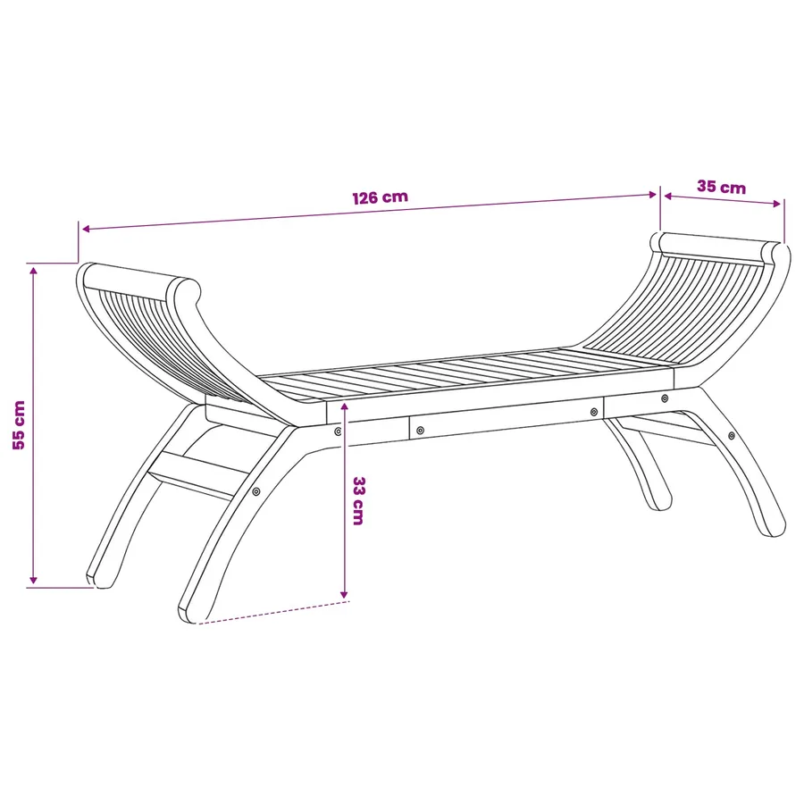 Banc de jardin 2 -Seater 126 cm Bois de teck massif Naturel - 7