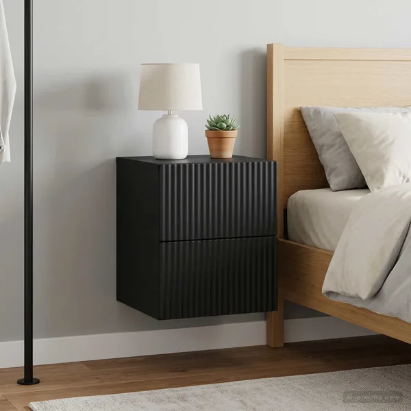 Cabinet de chevet mural 2 pcs Noir 33 x 34,5 x 40 cm