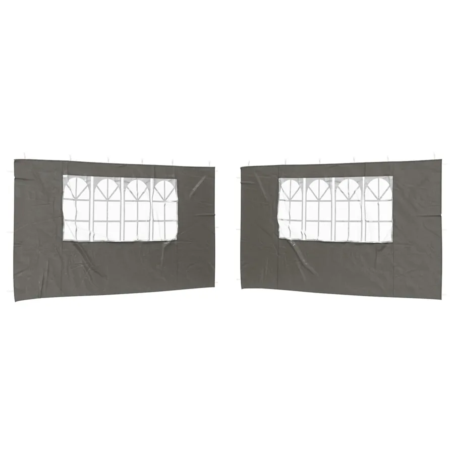 Mur de tente de fête 2 pcs 400 x 195 cm Anthracite PE et acier - 2
