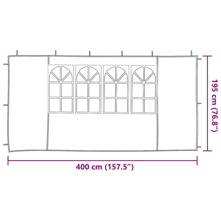 Mur de tente de fête 2 pcs 400 x 195 cm Anthracite PE et acier - 6