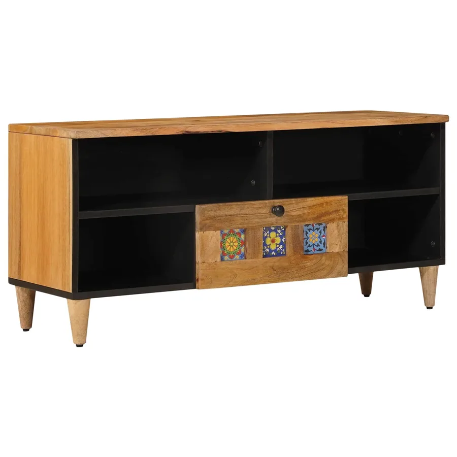 Meuble TV Naturel 100 x 33 x 46 cm Bois de mangue massif