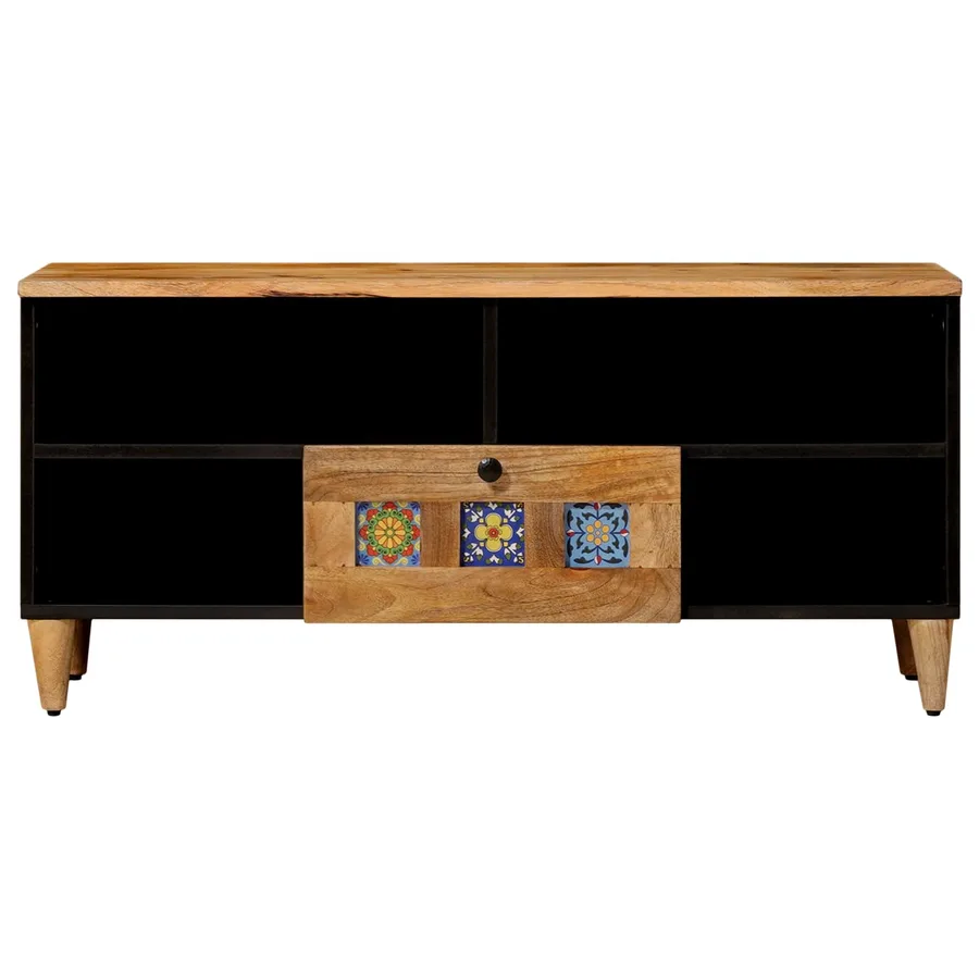 Meuble TV Naturel 100 x 33 x 46 cm Bois de mangue massif - 3