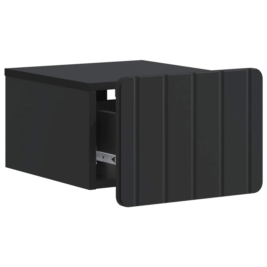 Cabinet de chevet mural avec tiroir Noir 33 x 34,5 x 24 cm - 4