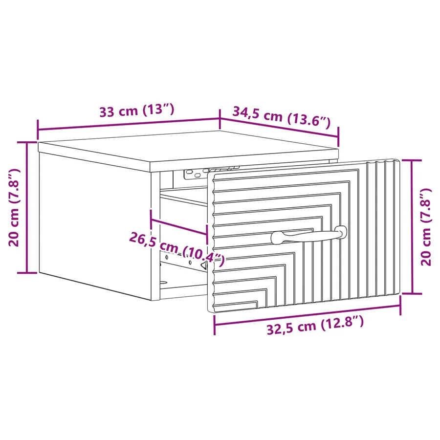 Cabinet de chevet mural Blanc brillant 34,5 x 33 x 20 cm - 10