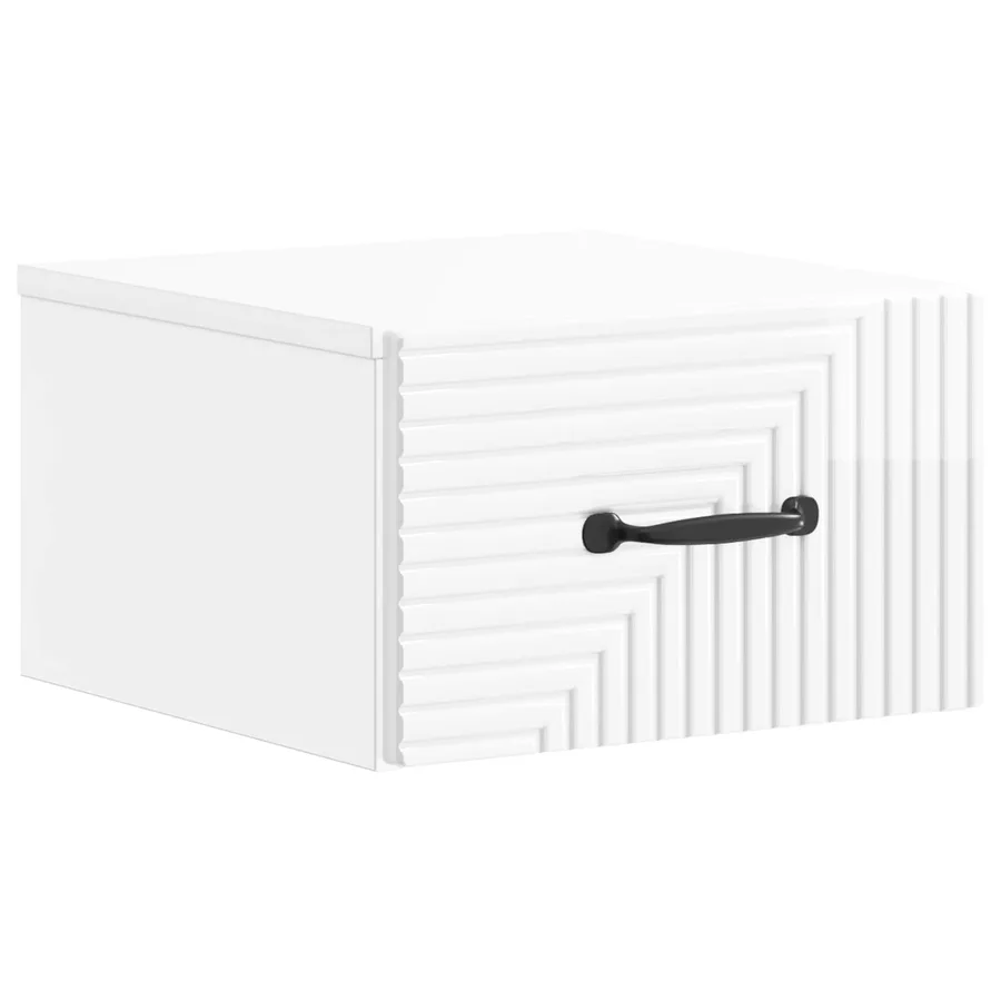 Cabinet de chevet mural Blanc brillant 34,5 x 33 x 20 cm - 2