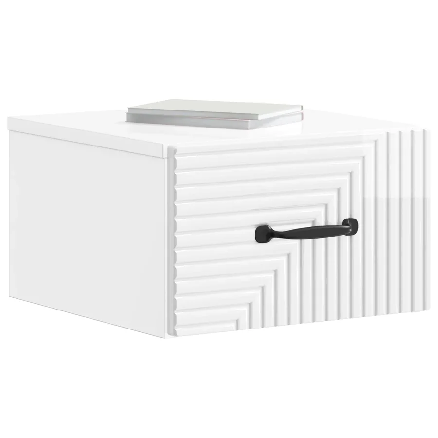 Cabinet de chevet mural Blanc brillant 34,5 x 33 x 20 cm - 3