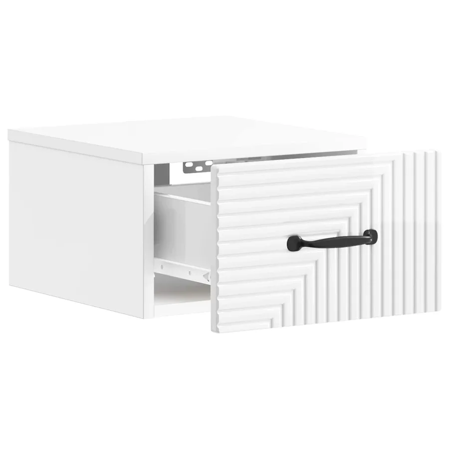 Cabinet de chevet mural Blanc brillant 34,5 x 33 x 20 cm - 4