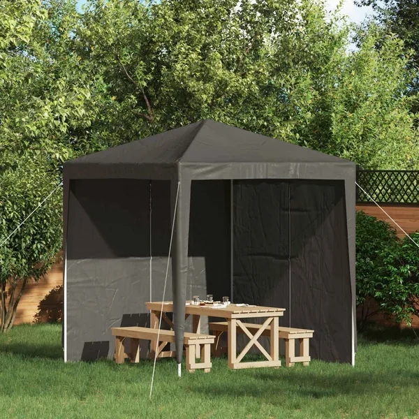 Mur de tente de fête 2 pcs Anthracite 200 x 195 cm PE et acier