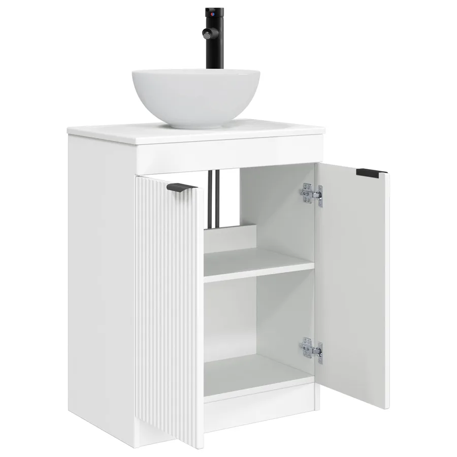 Meuble de salle de bain avec évier Blanc brillant - 4