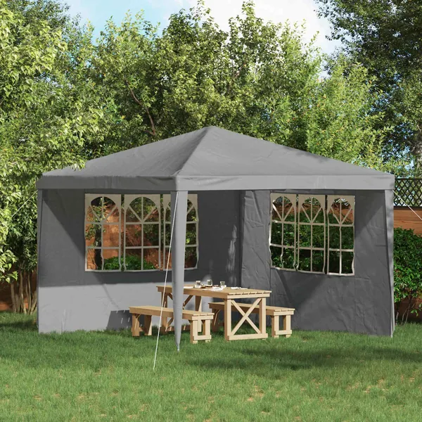 Mur de tente de fête 2 pcs 300 x 195 cm Gris clair PE et acier