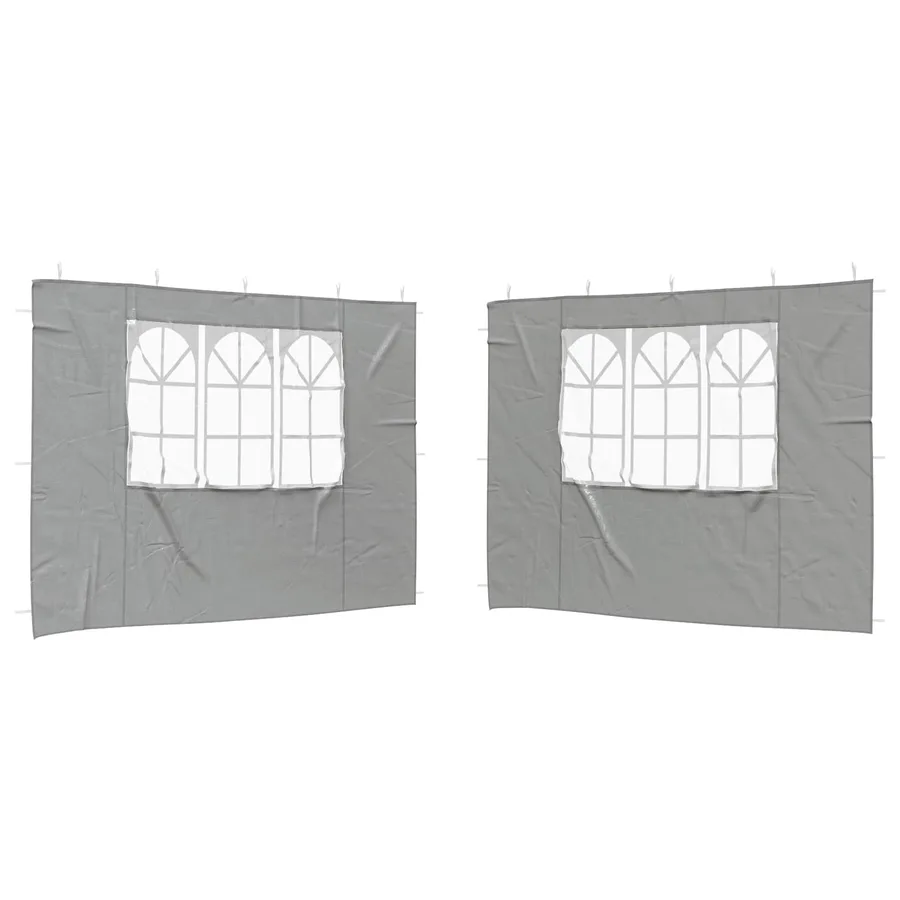 Mur de tente de fête 2 pcs 300 x 195 cm Gris clair PE et acier - 2
