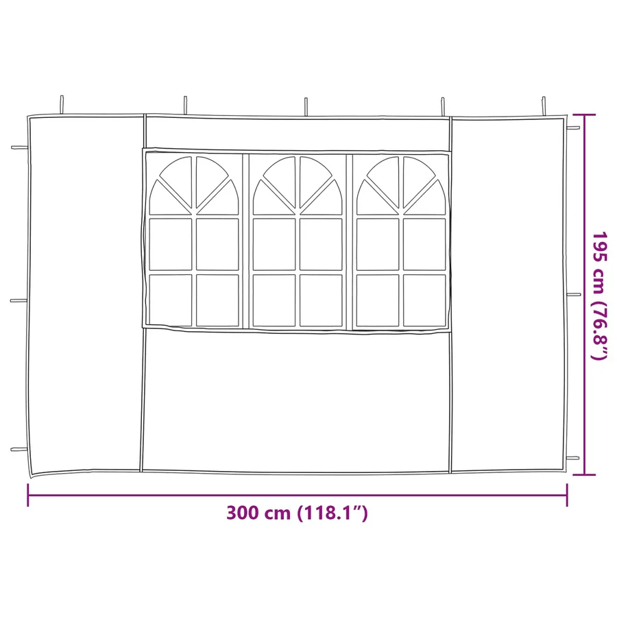 Mur de tente de fête 2 pcs 300 x 195 cm Gris clair PE et acier - 6