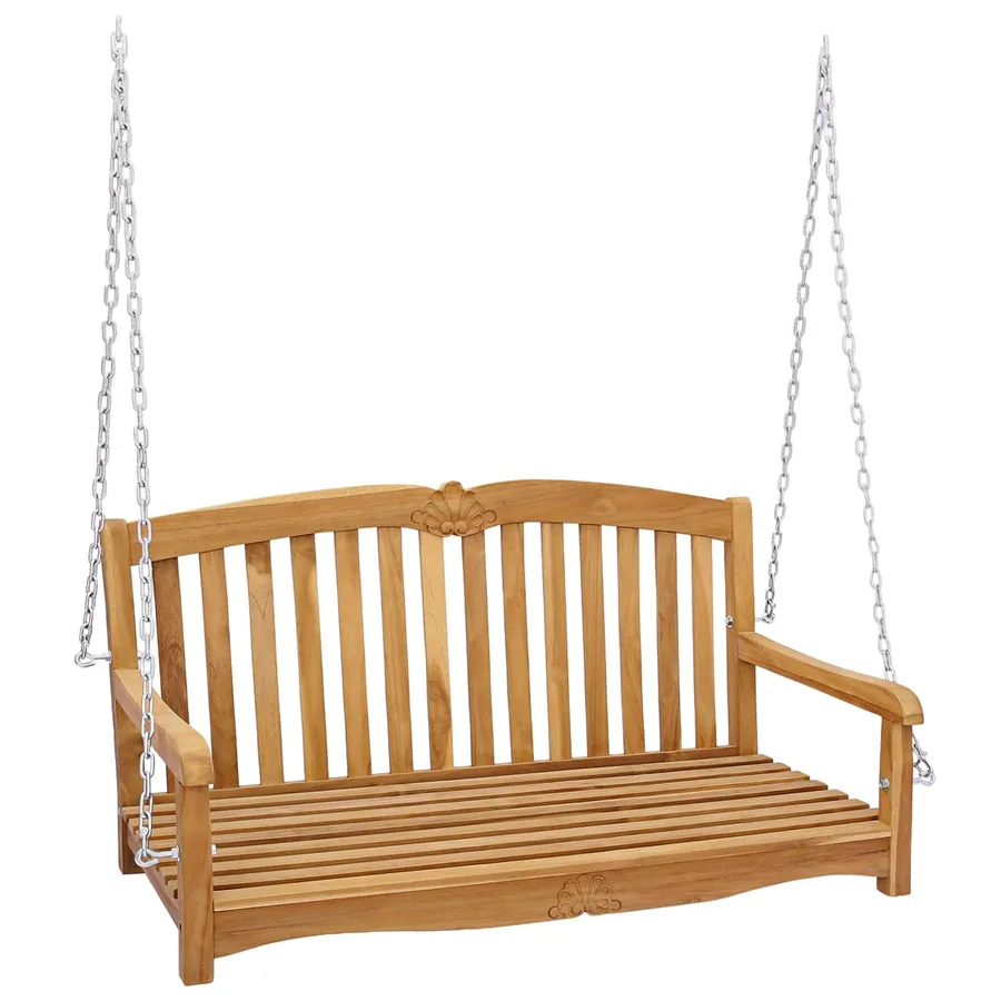 Banc Balançoire 114 x 60 x 60,5 cm Bois de teck massif Naturel - 2