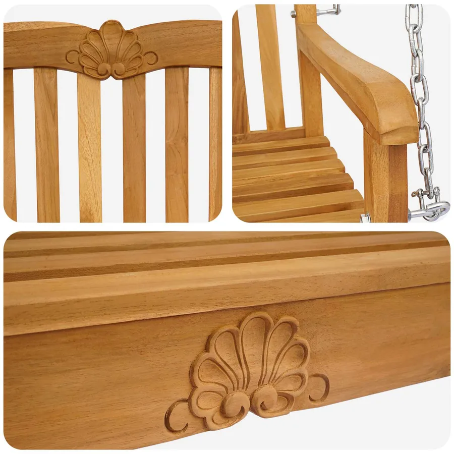 Banc Balançoire 114 x 60 x 60,5 cm Bois de teck massif Naturel - 6