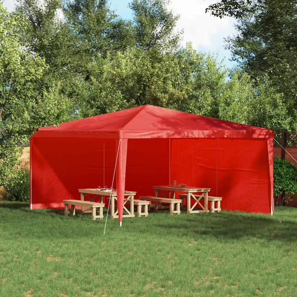 Mur de tente de fête 2 pcs Rouge 400 x 195 cm PE et acier