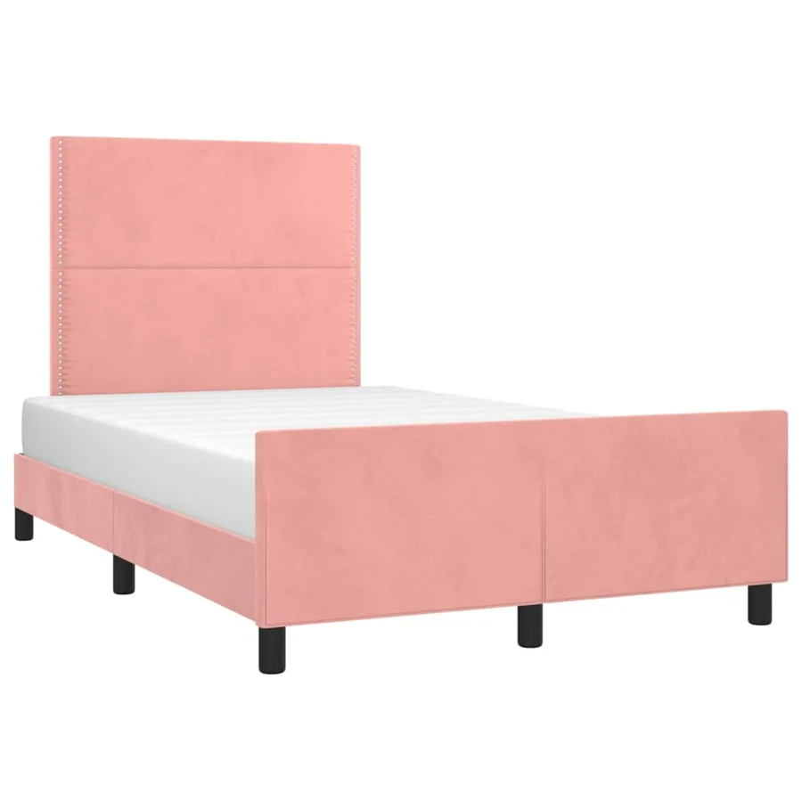 Cadre de lit sans matelas rose 120x200 cm velours - 3