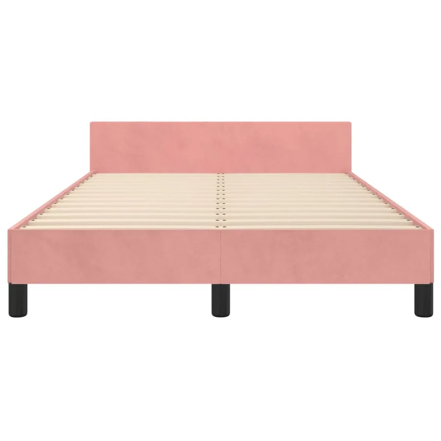 Cadre de lit sans matelas rose 120x200 cm velours - 6