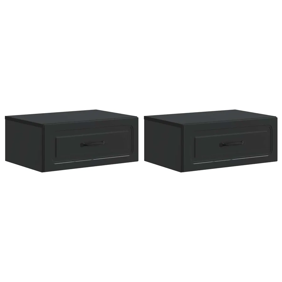Cabinet de chevet mural 2 pcs Noir 49 x 34,5 x 20 cm - 2