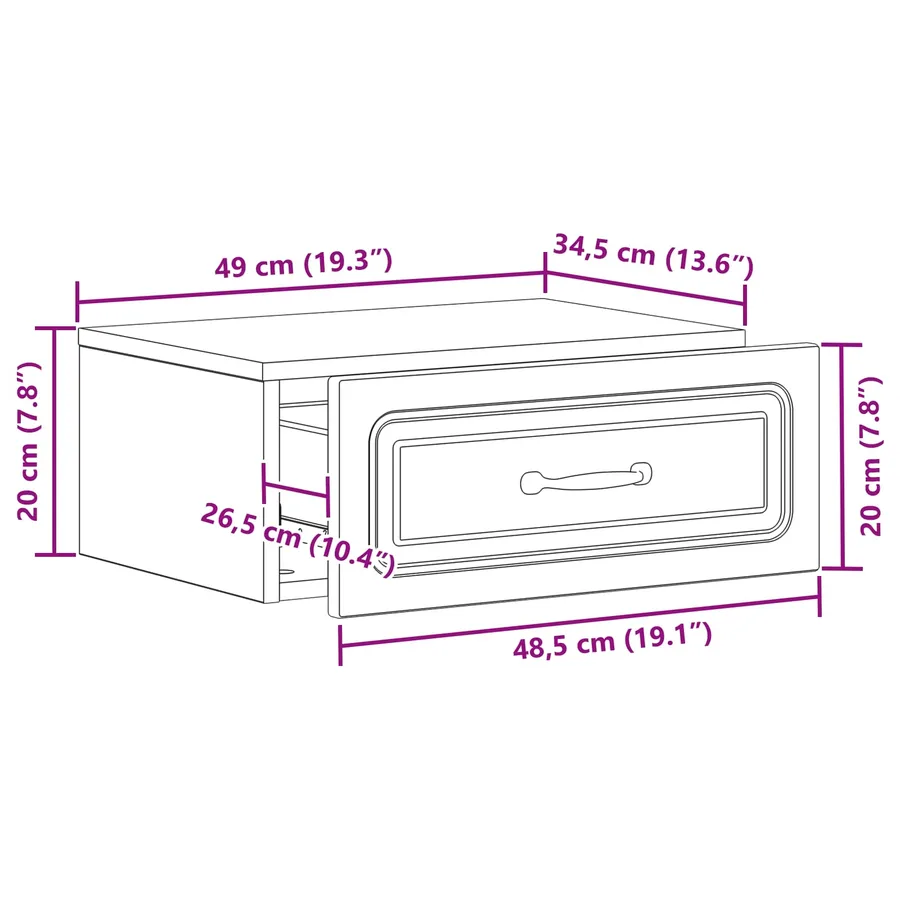 Cabinet de chevet mural 2 pc Chêne artisanal 49 x 34,5 x 20 cm - 12