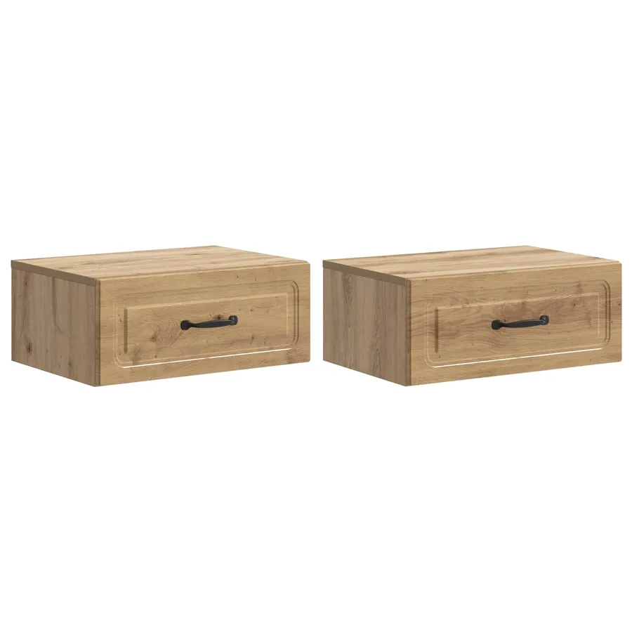 Cabinet de chevet mural 2 pc Chêne artisanal 49 x 34,5 x 20 cm - 2