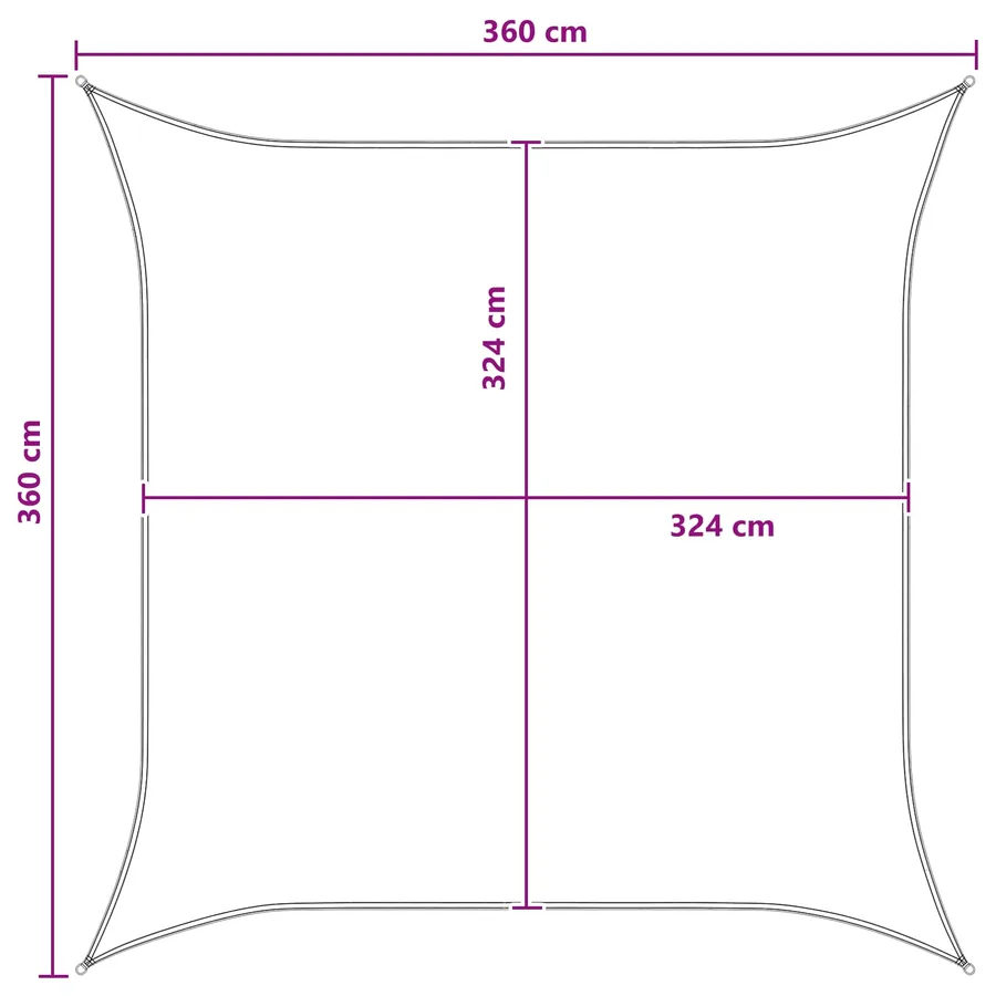 Voile d'ombre Anthracite et blanc 3,6 x 3,6 m HDPE - 8
