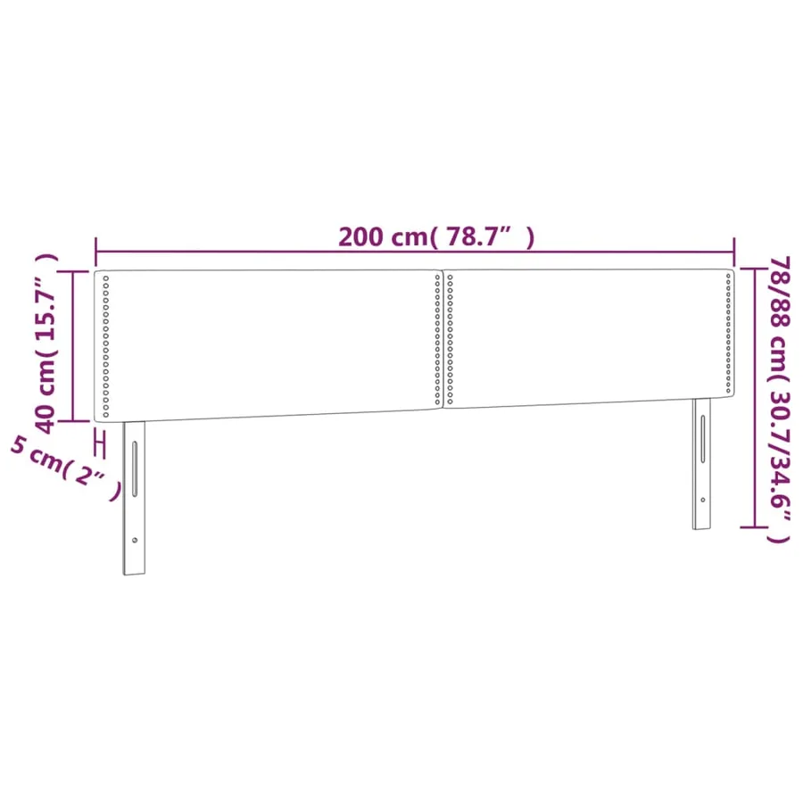 Tête de lit à LED Rose 200x5x78/88 cm Velours - 6