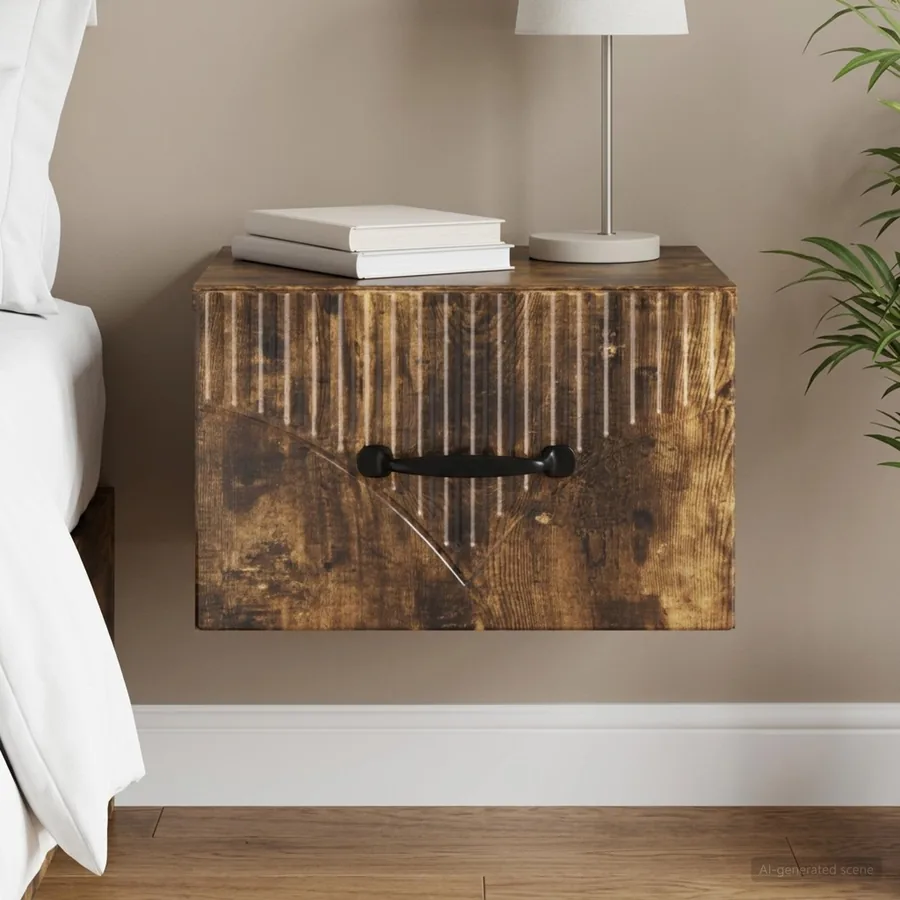 Cabinet de chevet mural Chêne fumé 34,5 x 33 x 20 cm