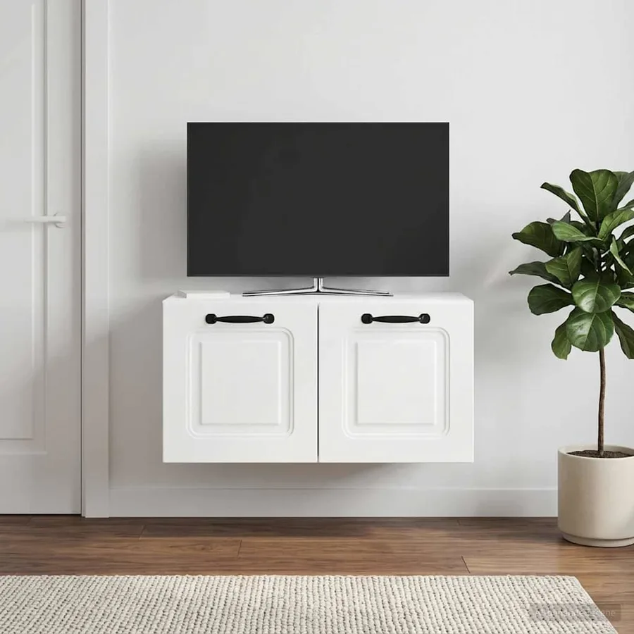 Meuble TV mural Montage mural Blanc brillant 59,5 x 31 x 30 cm - 4