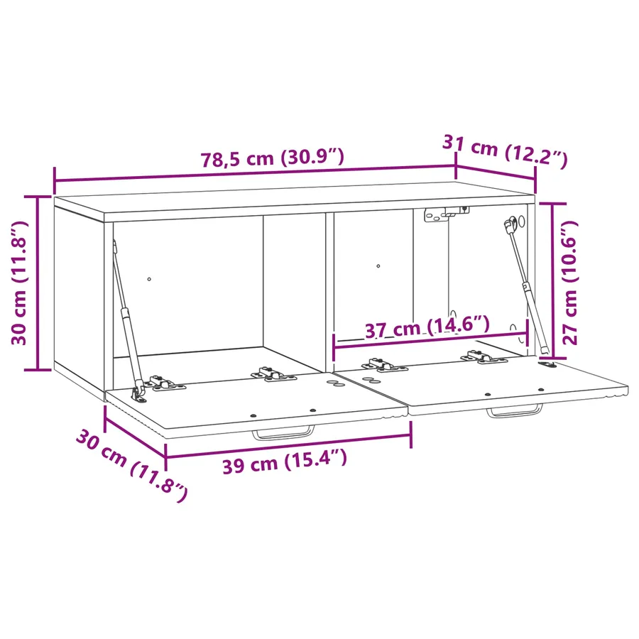Meuble TV mural Montage mural Blanc brillant 78,5 x 31 x 30 cm - 12