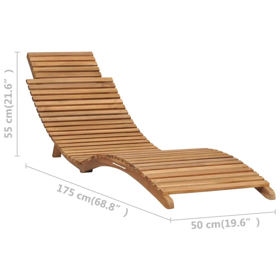 Chaise longue pliable avec table Bois de teck solide - 10