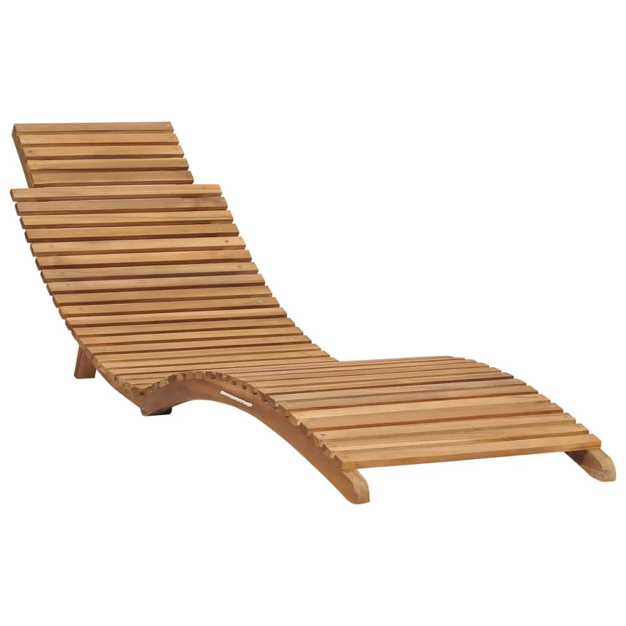 Chaise longue pliable avec table Bois de teck solide - 5