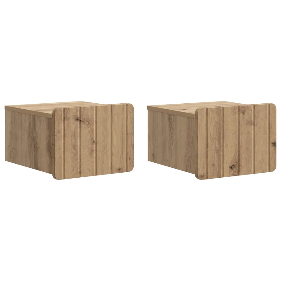 Cabinet de chevet mural 2 pc Chêne artisanal 33 x 34,5 x 24 cm - 2