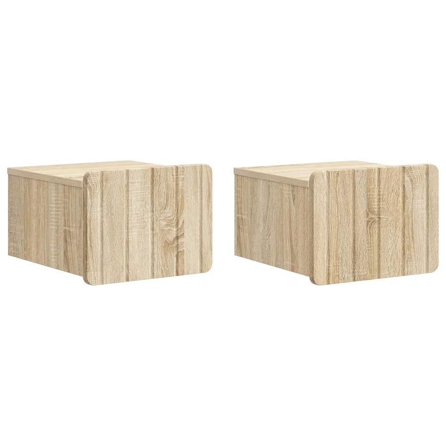Cabinet de chevet mural 2 pcs Chêne Sonoma 33 x 34,5 x 24 cm - 2