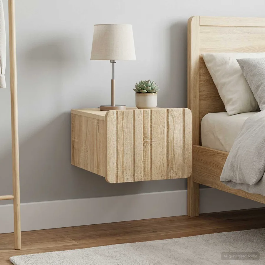Cabinet de chevet mural 2 pcs Chêne Sonoma 33 x 34,5 x 24 cm - 4