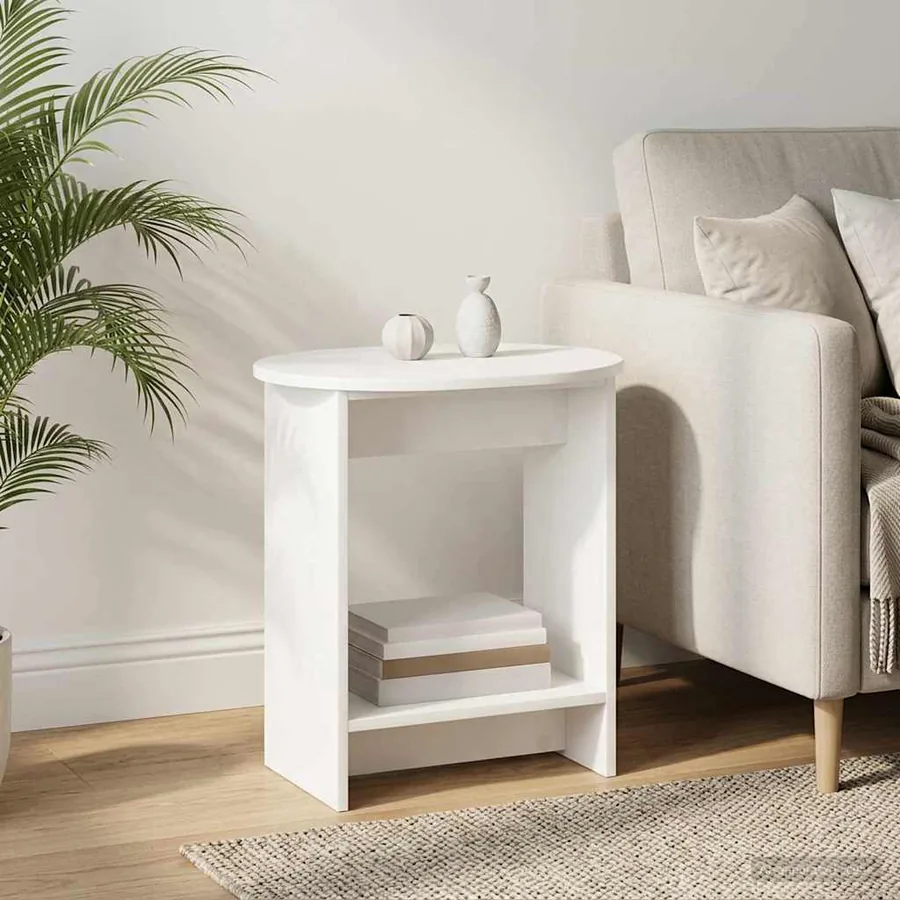 Table d'appoint Blanc 50 x 39,5 x 55 cm Bois d'ingénierie