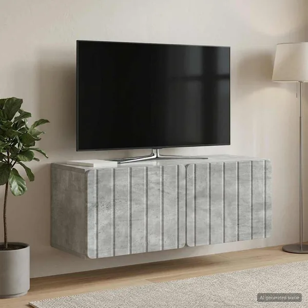 Meuble TV mural 78,5 x 31 x 30 cm Gris béton Bois d'ingénierie