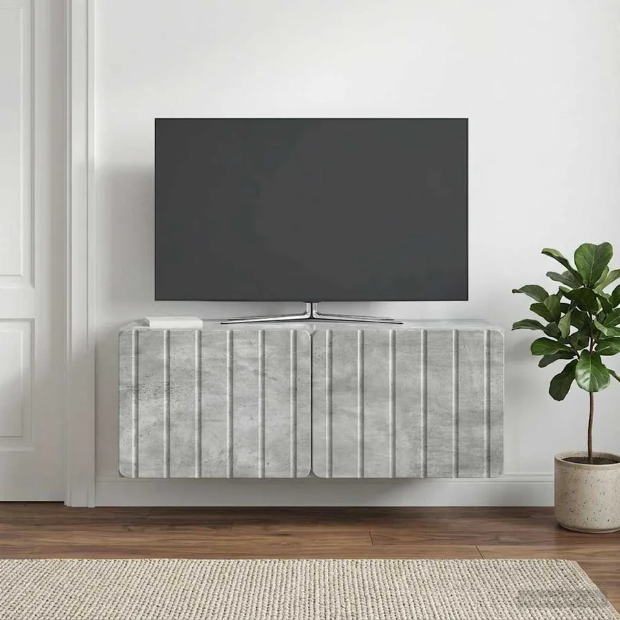 Meuble TV mural 78,5 x 31 x 30 cm Gris béton Bois d'ingénierie - 4
