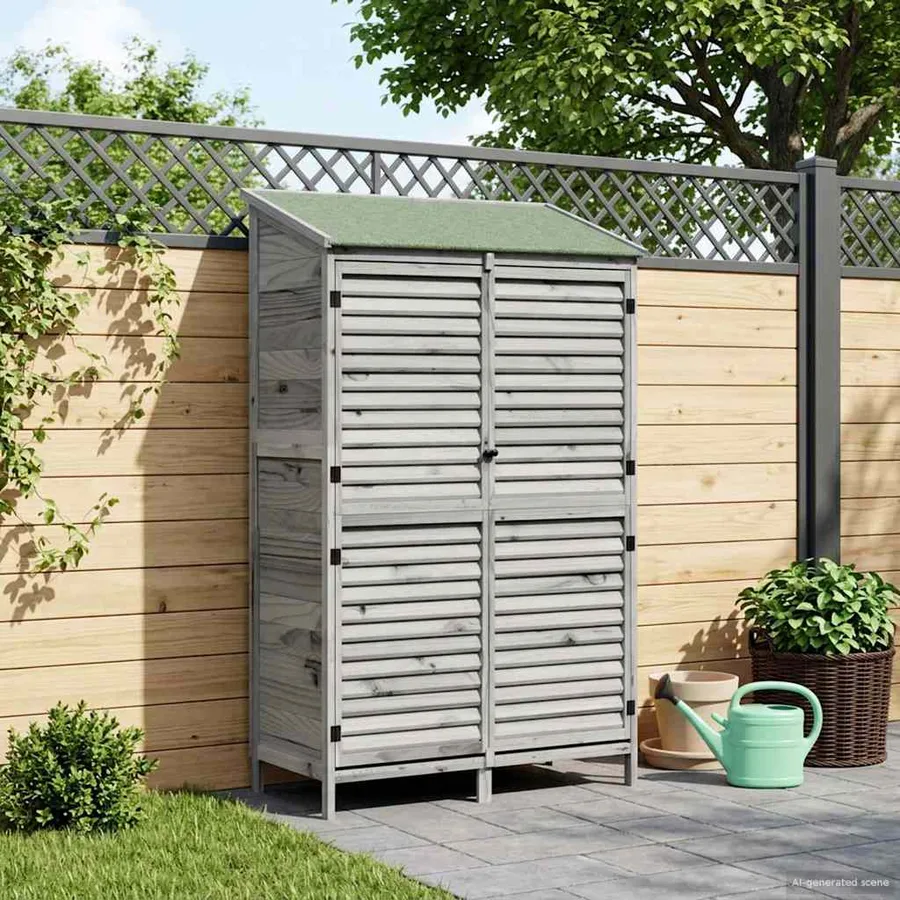 Abri de jardin Gris 106 x 56 x 176,5 cm Bois de Sapin Massif - 3
