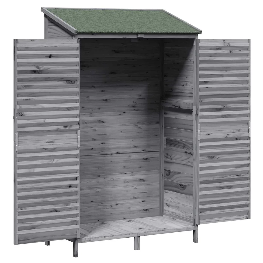 Abri de jardin Gris 106 x 56 x 176,5 cm Bois de Sapin Massif - 4