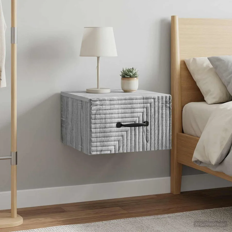 Cabinet de chevet mural 2 pcs Sonoma gris 34,5 x 33 x 20 cm - 4